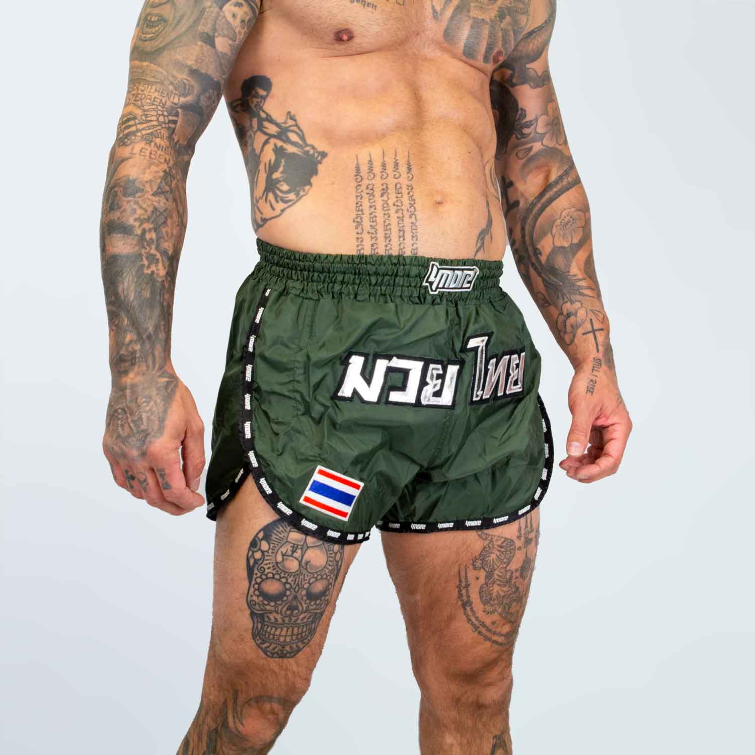 shorts-4more-sports-muaythai-green-8limbs SHORTS MUAYTHAI RETRO1 8W GREEN