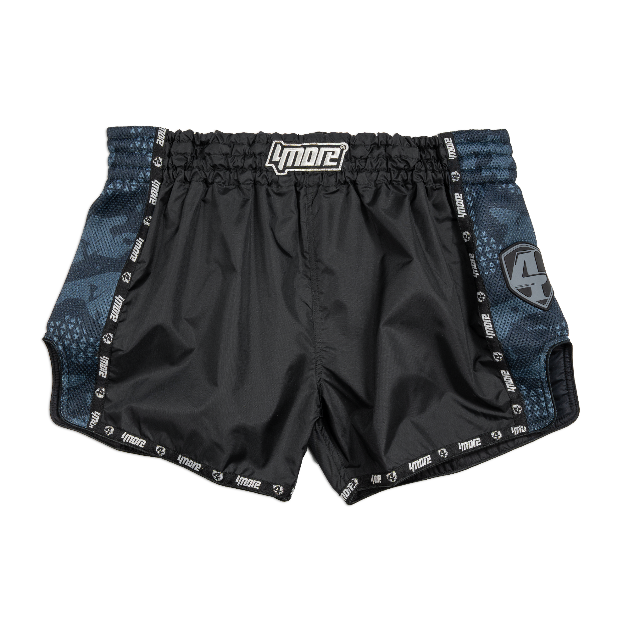 4more Sports Low Waist Shudder Custom Design Short, Vorderansicht mit 4more Logo am Bund und seitlichem Markenlogo