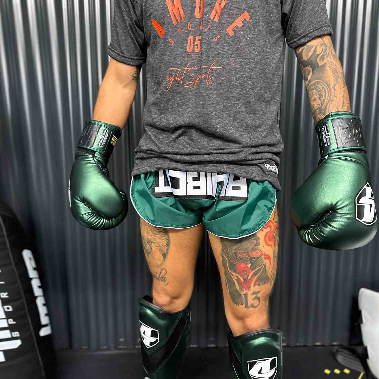 SHORTS MUAYTHAI RETRO1 JUNGLEGREEN