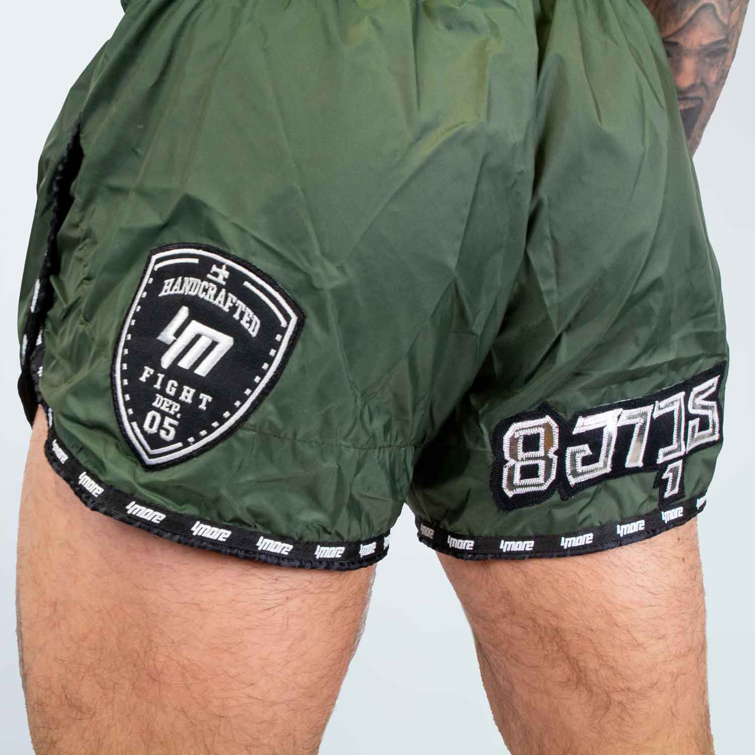 shorts-4more-sports-muaythai-green-handmade SHORTS MUAYTHAI RETRO1 8W GREEN
